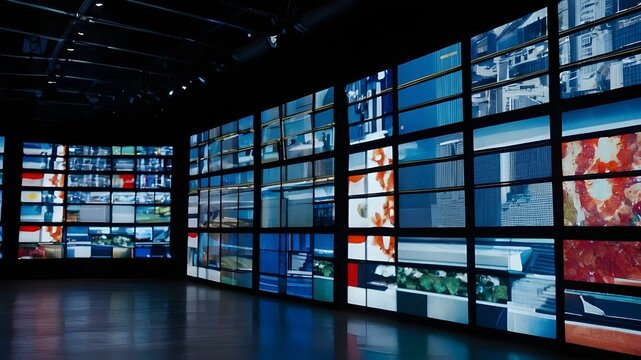 multple screen on the wall 