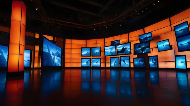 multple screen on the wall 