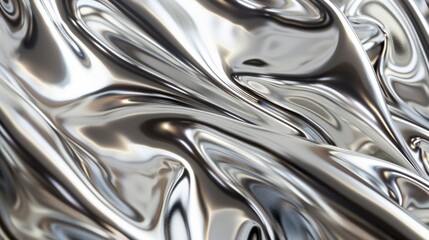 Metallic silver fabric with wave-like pattern. Luxury, elegant textile concept