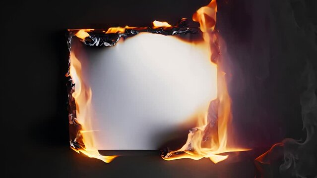 A4 Paper burning on black