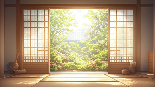 和室と縁側の背景