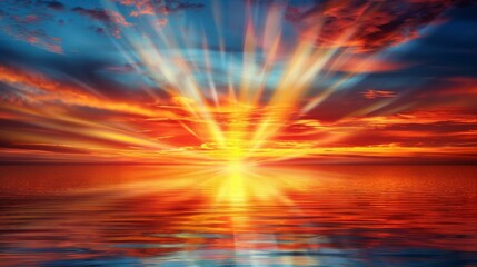 Obraz premium Breathtaking sunset floods the sky with vivid, dramatic hues.