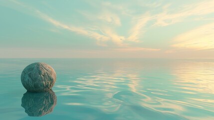 Obraz premium A tranquil lake disrupted by a mysterious object surfacing.