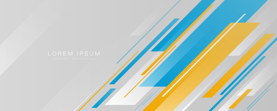 Abstract banner background. Modern blue and yellow geometric diagonal shapes design. Futuristic graphic. Suit for brochure, poster, banner, sport, website, flyer, cover, presentation, business