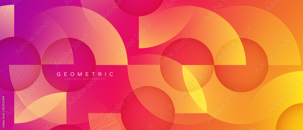 Wall mural colorful geometric abstract background. circle shape and lines graphic design. geometric pattern. mo