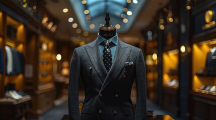 Elegant and luxurious men's suits in clothing stores