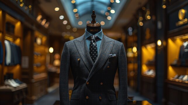 Elegant and luxurious men's suits in clothing stores
