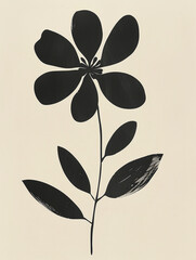 Minimalistic doodle of flower, art, sketch, simplicity, line drawing, botanical