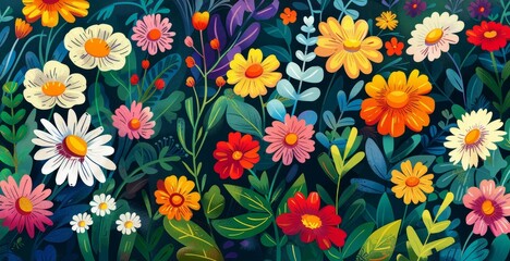 A colorful bloom creates a striking contrast in a lively garden.