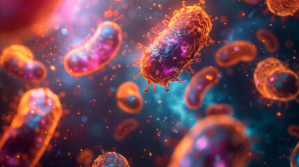 Obraz premium abstract bacteria in various shapes colorful background