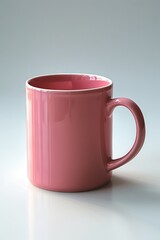 Fototapeta premium A pink coffee mug on a simple background. 
