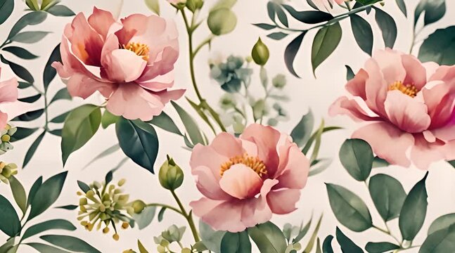 watercolor pink flower pattern background
