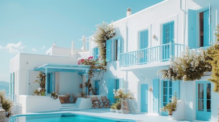 Serene Greek Island Villa with Pool and Azure Skies