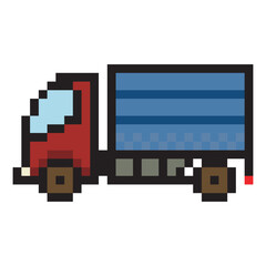 Truck car in pixel art style