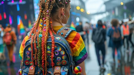 A group of people holding hands and forming a rainbow heart shape, symbolizing unity and love within the LGBTQ+ community.