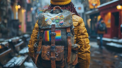 A group of people holding hands and forming a rainbow heart shape, symbolizing unity and love within the LGBTQ+ community.