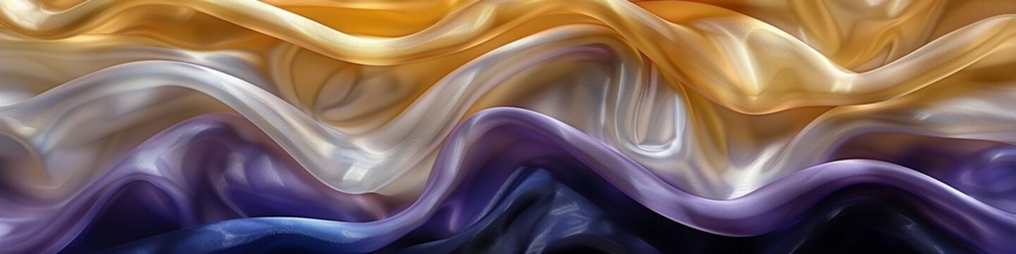 The non-binary flag stripes in colors of yellow, white, purple and black, 