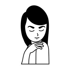 Female beauty model posing black hand drawn icon