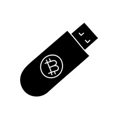 Bitcoin cryptocurrency offline hardware wallet concept black hand drawn icon