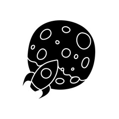 Obraz premium Rocket anad planet icon to the moon concept crypto currency black hand drawn icon