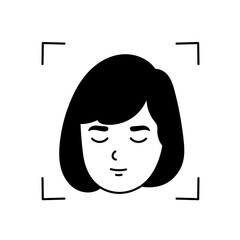 Face recognition concept black hand drawn icon