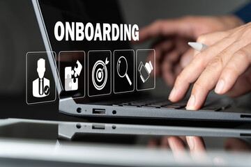 Onboarding new employee process concept. Human resources business to introduce newly hired employee. - Powered by Adobe