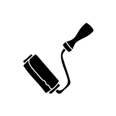 Paint roller black hand drawn icon