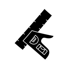 Woodworking tool adjustable measure ruler black hand drawn icon