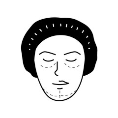 Women beauty face plastic surgery face adjustment black hand drawn icon