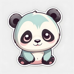A cute cartoon panda bear with large eyes sitting on the ground