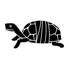 Injured tortoise shell carapace black hand drawn icon