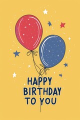 Naklejka premium An illustration of helium balloons and the typography of happy birthday to you for birth congratulation banner and card. 