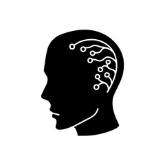 Artificial intelligence human head black hand drawn icon