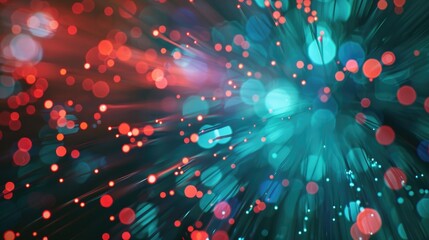 close up of fiber optic light beam, teal and red color scheme, stock photo "Enjoying the speed with an internet connection