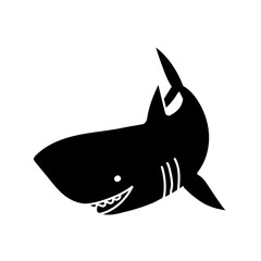 Shark black hand drawn icon