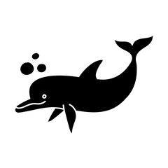 Dolphin black hand drawn icon