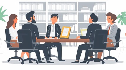 A legal professional explaining the benefits of smart contracts to a group of clients,