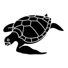 Sea turtle black hand drawn icon