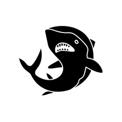 black hand drawn icon shark icon