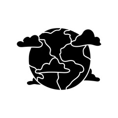 Earth globe black hand drawn icon