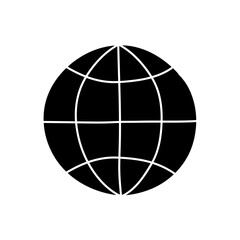 Globe black hand drawn icon