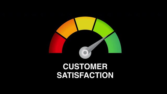 Good customer satisfaction meter level dial scale motion black background