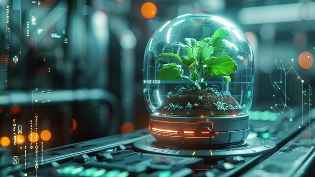 The room is filled with various types of plants and plants in glass vases in a laboratory