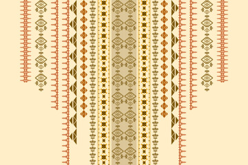 Neck embroidery ethnic traditional geometric seamless Aztec style pattern style. Native decorative design for fabric, decoration, texture, clothing, wallpaper, home decor, neckline, background, illus