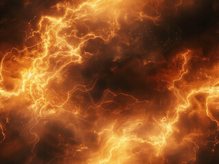 Abstract digital art of fiery lightning bolts and energy.