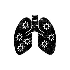 Virus infected human lungs black hand drawn icon in grunge look