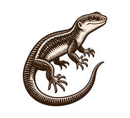  lizard vintage hand drawn vector