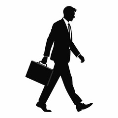 a business man walking fast with briefcase vector silhouette