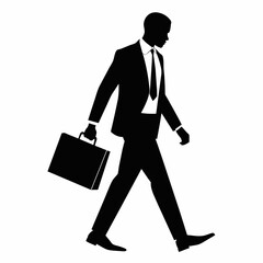 a business man walking fast with briefcase vector silhouette