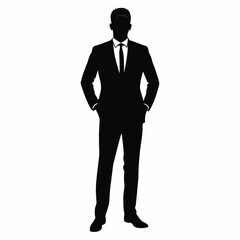 a professional businessman in a standing pose vector silhouette
